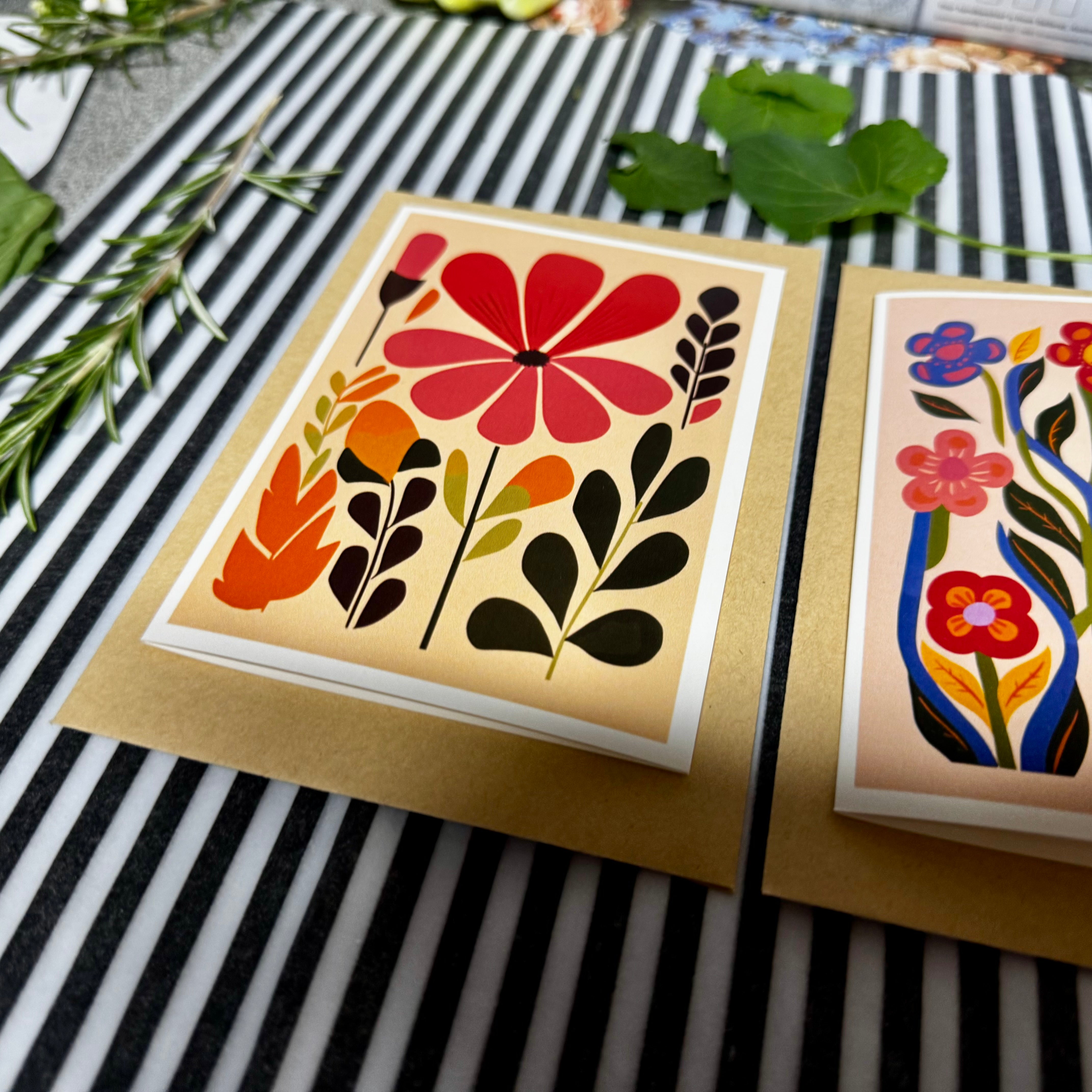 Art Floral Greeting Card Set - A