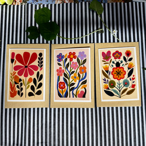 Art Floral Greeting Card Set - A