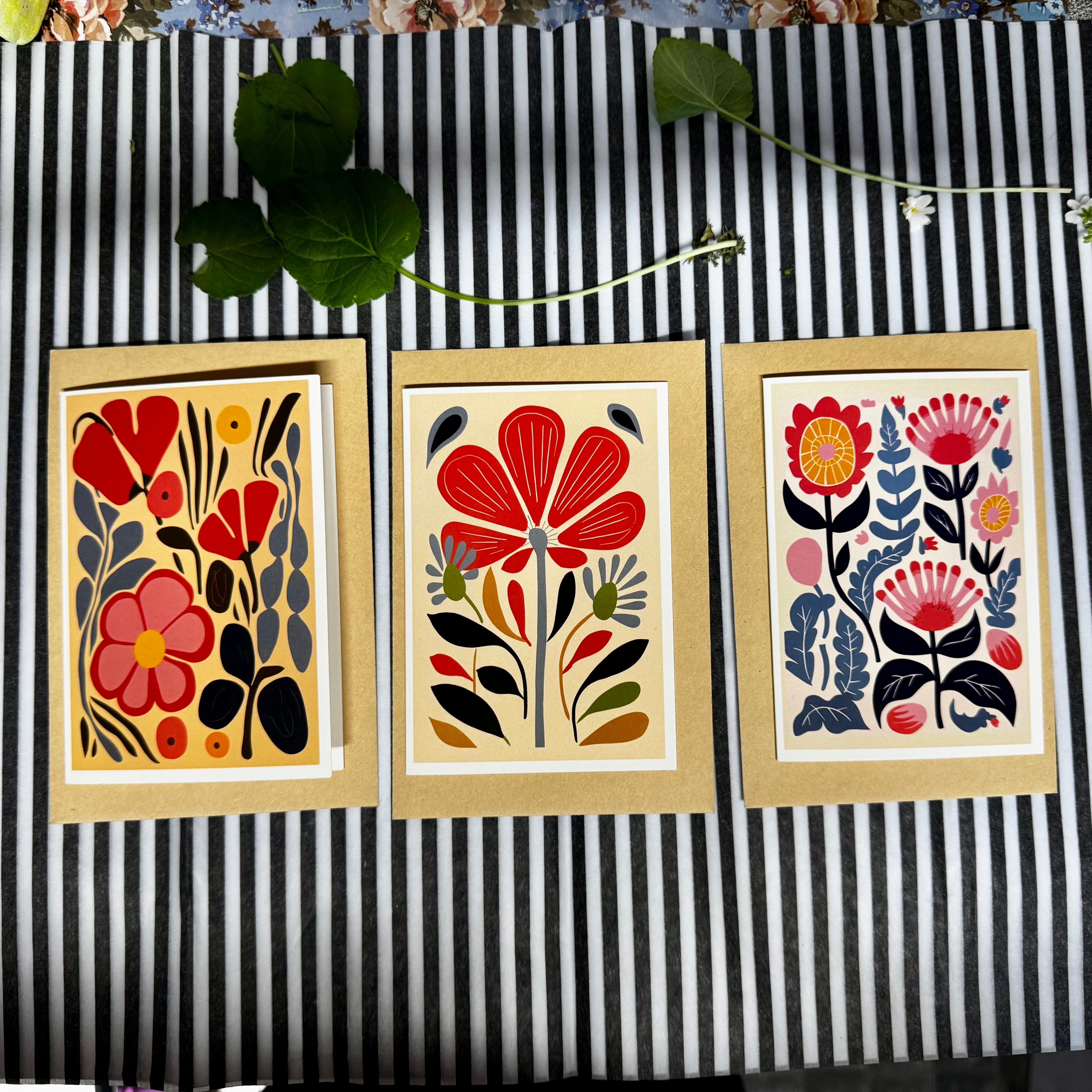 Art Florals Greeting Card Set - B