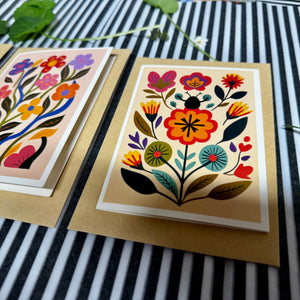 Art Floral Greeting Card Set - A