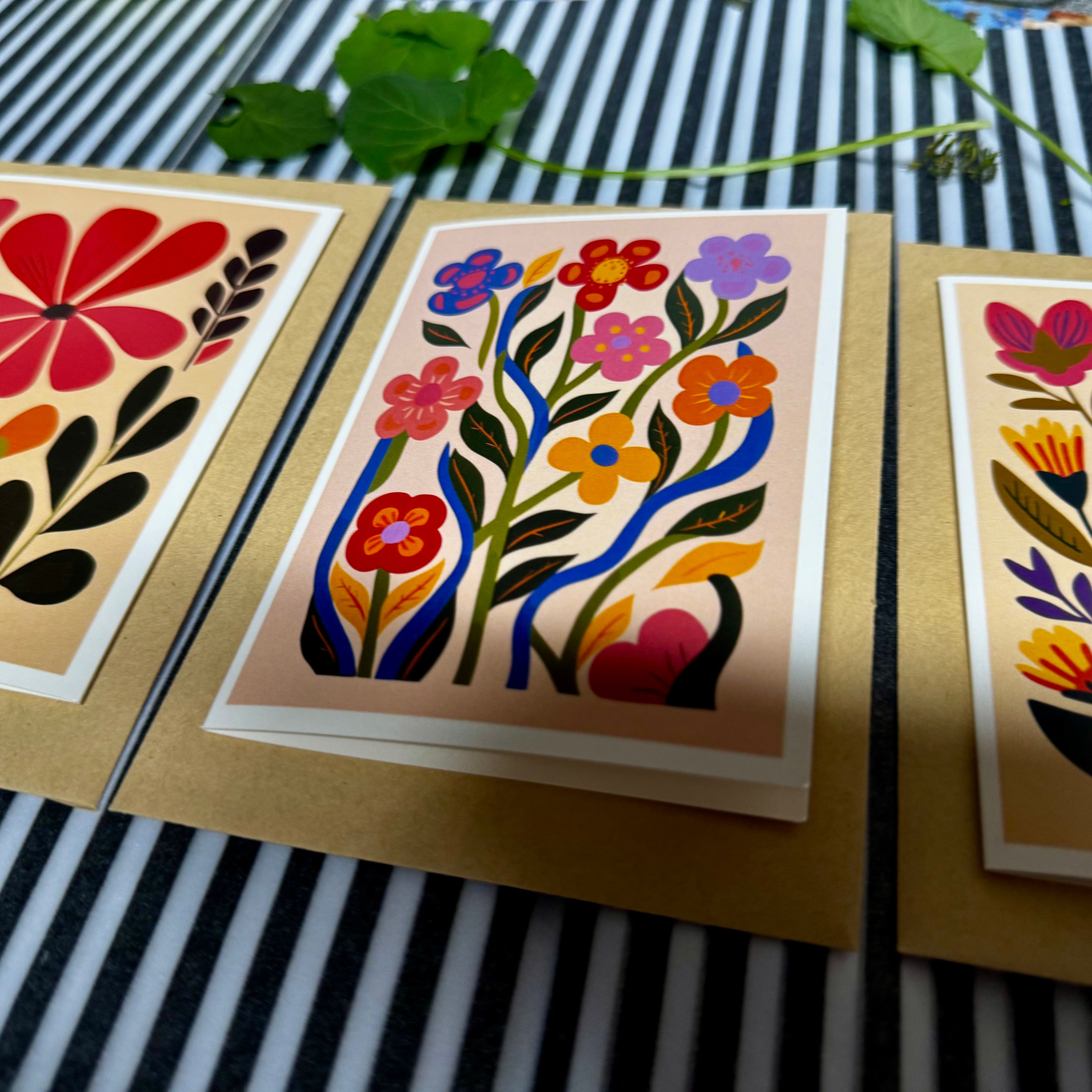 Art Floral Greeting Card Set - A